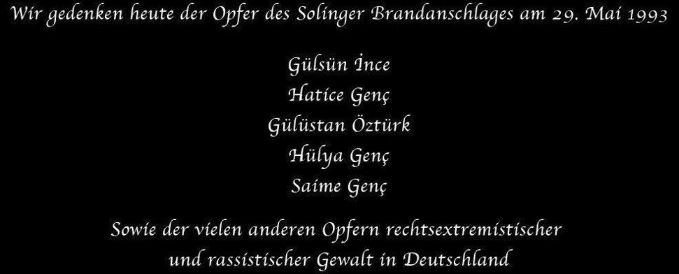 In Gedenken an Solingen