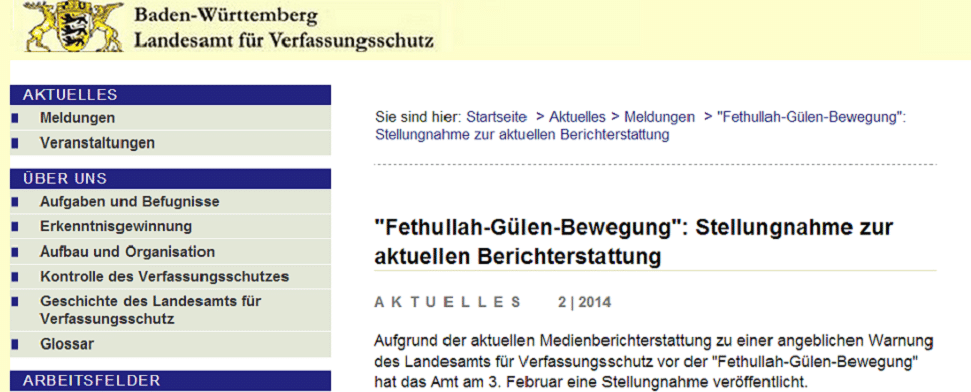 „Gülen-Bewegung und ihr nahe Einrichtungen sind keine Beobachtungsobjekte“