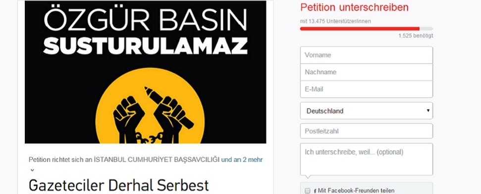 Namhafte türkische Journalisten fordern sofortige Freilassung ihrer Kollegen