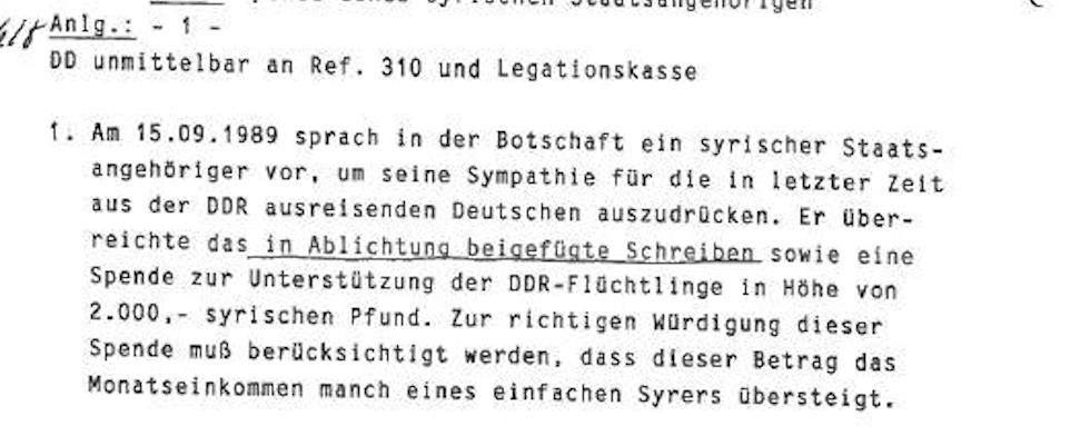 Kurz vor DDR-Zusammenbruch: Syrer spendete Monatseinkommen für Deutsche