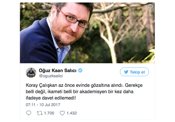 Mehr als 40 Akademiker festgenommen, darunter auch CHP Politiker Koray Caliskan