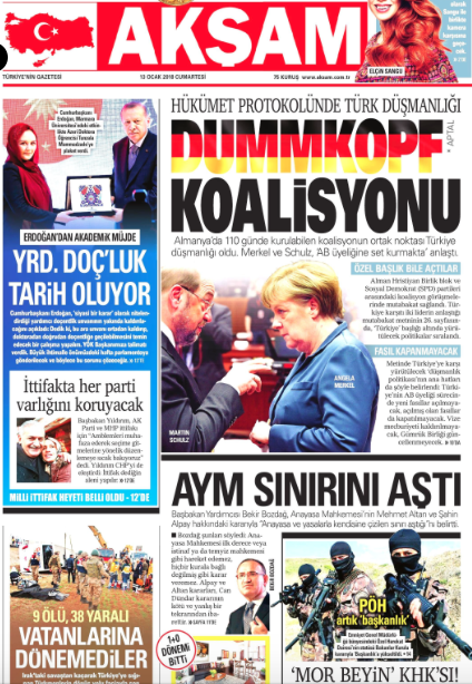 ‚Akşam‘ zum GroKo-Sondierungspapier: ‚Dummkompf Koalition‘