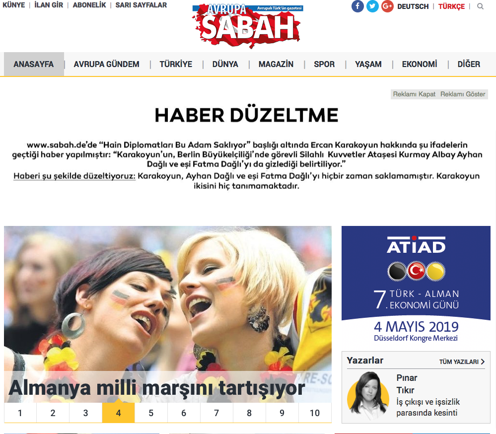 Falschmeldung: Sabah veröffentlicht Richtigstellung