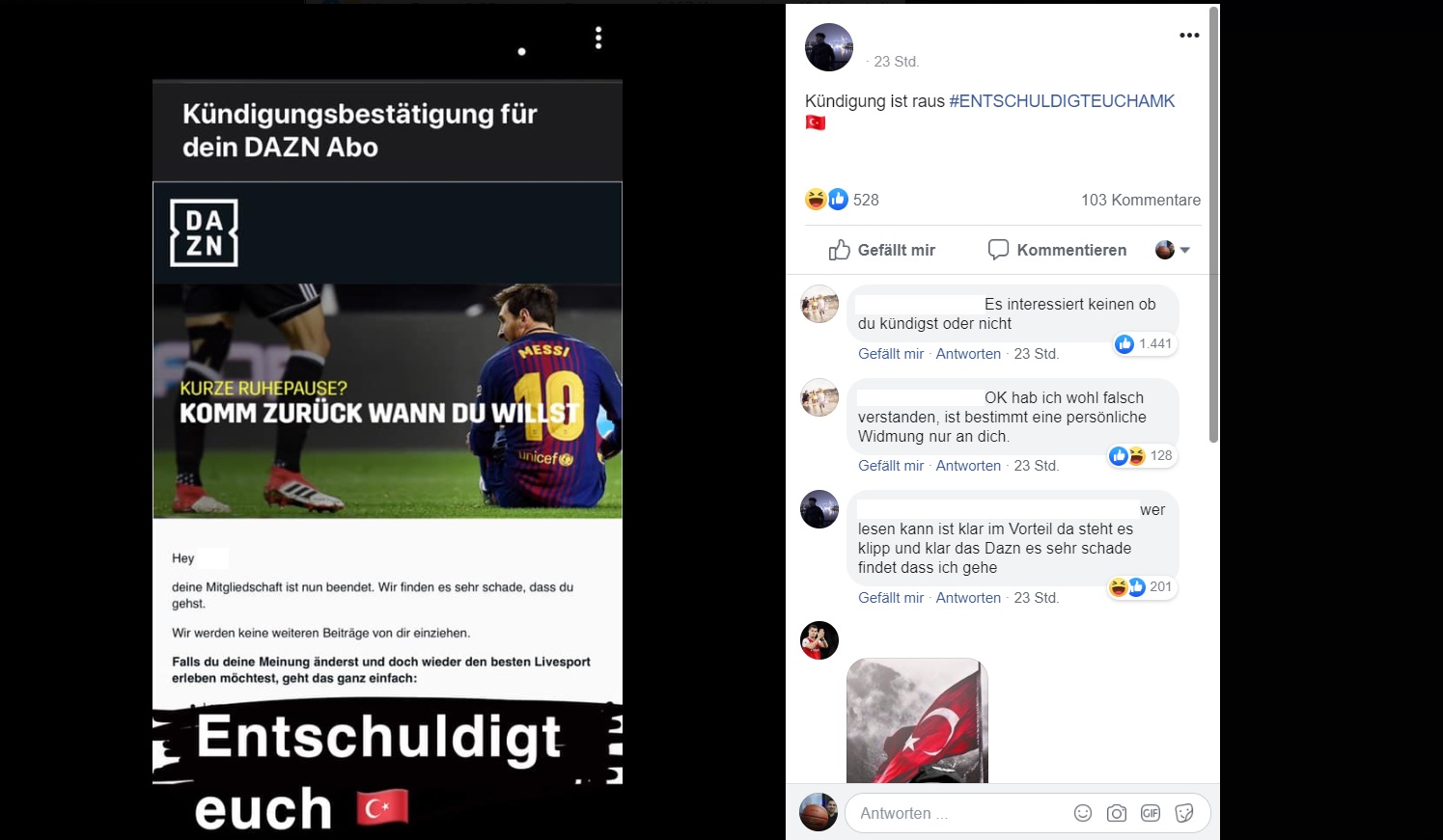 Wegen „idiotischem“ Kommentar: Türkische Fans „bombardieren“ DAZN mit Militärgrüßen