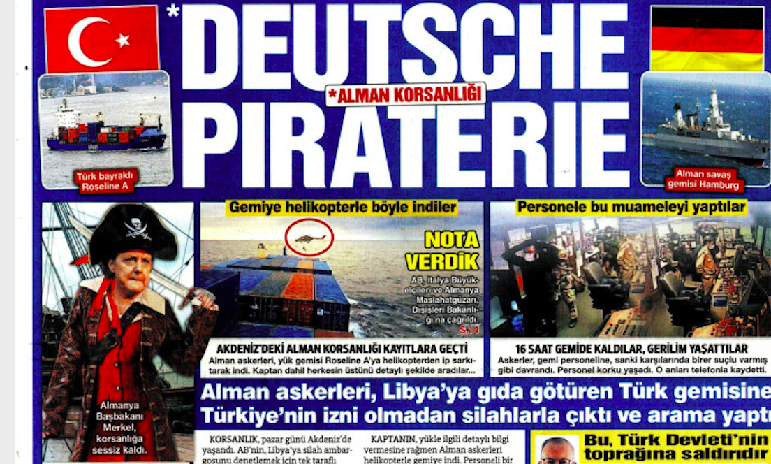 Kemalistische Zeitung bildet Merkel als Piratin ab